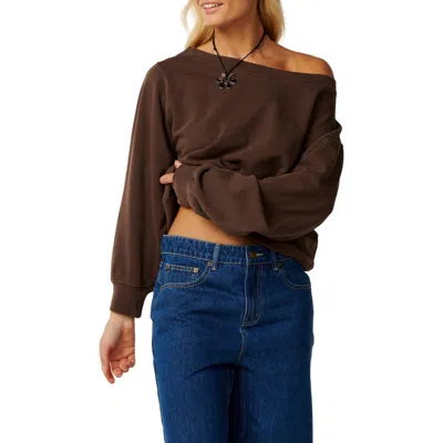 Rip Curl Paraiso Off Shoulder Sweatshirt In Brown