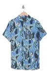 Rip Curl Party Short Sleeve Button-up Shirt In Blue Yonder