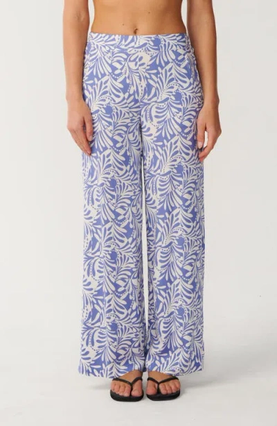 Rip Curl Party Wave Floral Wide Leg Beach Pants In Blue