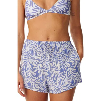 Rip Curl Party Wave Tropical Print Beach Shorts In Blue