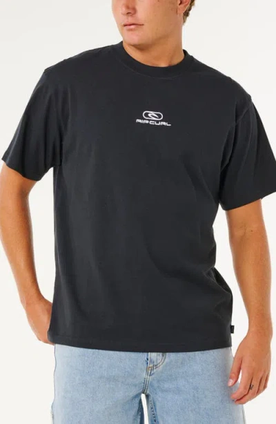 Rip Curl Pill Icon Embroidered Logo T-shirt In Black