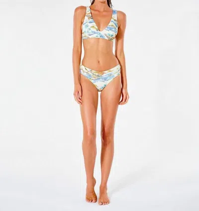 Rip Curl Post Cards Deep V-neck Bikini Top In Blue Multi
