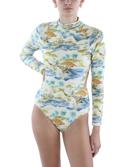 Rip Curl Postcards L/s Swimsuit Womens Printed Polyester One-piece Swimsuit In Multi