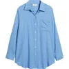 Rip Curl Premium Linen Button-up Blouse In Blue