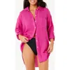 Rip Curl Premium Linen Button-up Blouse In Fuchsia
