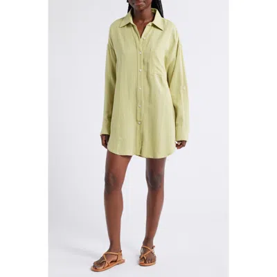 Rip Curl Premium Linen Button-up Blouse In Sage