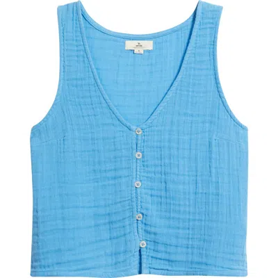 Rip Curl Premium Surf Cotton Crop Tank In Blue