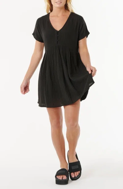 Rip Curl Premium Surf Cotton Gauze Babydoll Dress In Black