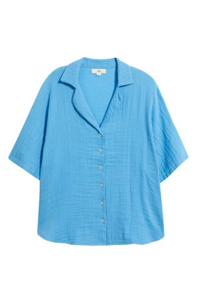 Rip Curl Premium Surf Cotton Gauze Button-up Shirt In Blue