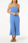 Rip Curl Premium Surf Cotton Gauze Jumpsuit In Blue