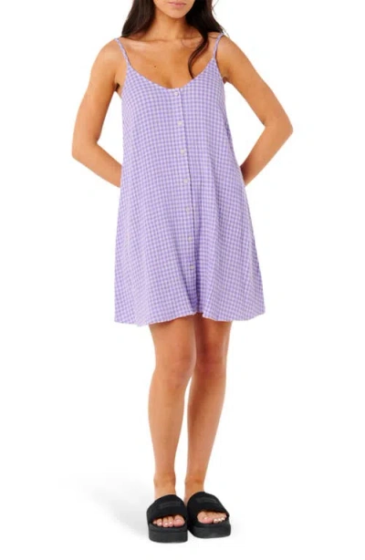 Rip Curl Premium Surf Gingham Cotton Cover-up Sundress In Purple