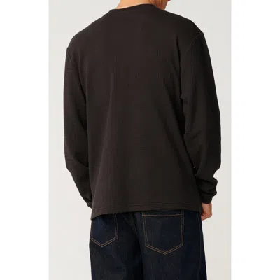 Rip Curl Premium Surf Long Sleeve Cotton Waffle T-shirt In Washed Black