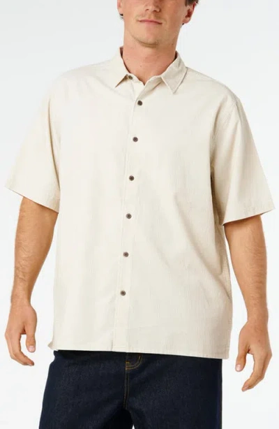 Rip Curl Premium Surf Oversize Short Sleeve Cotton Corduroy Button-up Shirt In Gray