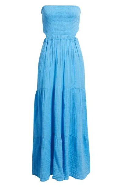 Rip Curl Premium Surf Strapless Cutout Maxi Dress In Blue