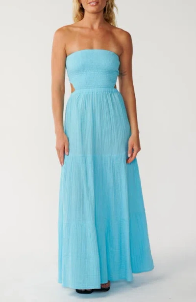 Rip Curl Premium Surf Strapless Cutout Maxi Dress In Blue