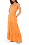Rip Curl Premium Surf Strapless Cutout Maxi Dress In Orange