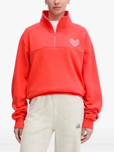 Rip Curl Quarter-zip Logo-print Sweatshirt In Red