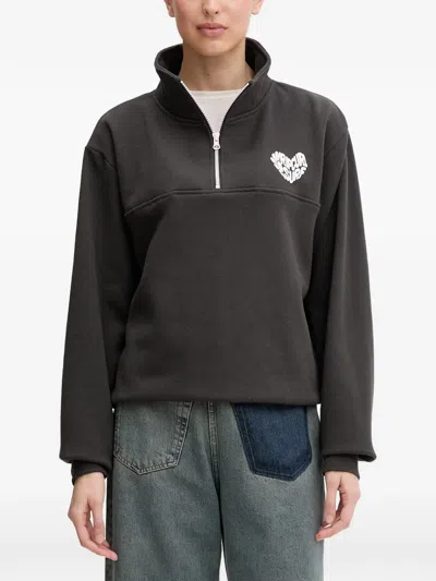 Rip Curl Rc Heart Logo-print Quarter-zip Sweatshirt In Black
