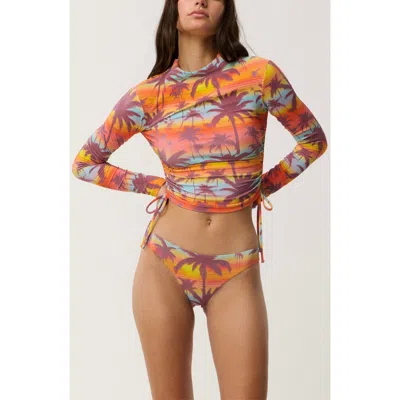 Rip Curl Retro Revival Ruched Long Sleeve Rashguard In Multi