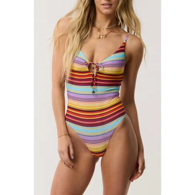 Rip Curl Retro Stripe Full One Piece Swimsuit In Multi