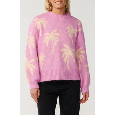 Rip Curl Retro Swell Palm Sweater In Pink