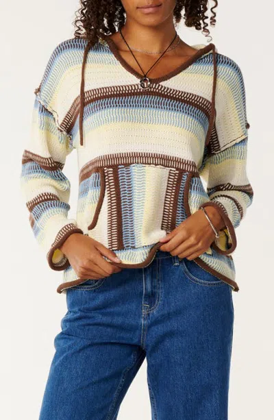 Rip Curl Retro Swell Stripe Hooded Sweater In White
