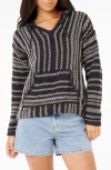 Rip Curl Revival Stripe Knit Poncho In Black