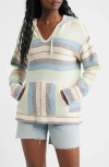 Rip Curl Revival Stripe Knit Poncho In Multi
