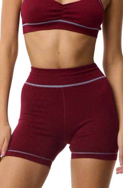 Rip Curl Ribbed Knit Shorts In Burgundy