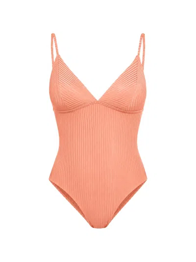 Rip Curl Ribbed Lace-up Swimsuit In Red