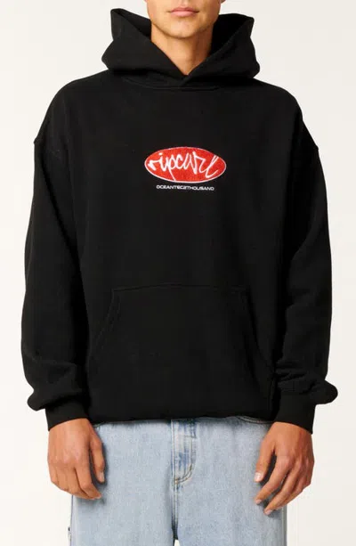 Rip Curl Rip Script Cotton Blend Hoodie In Black