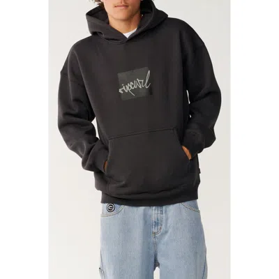 Rip Curl Rip Script Oversize Fleece Hoodie In Black
