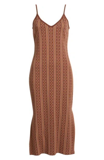 Rip Curl San Carlos Jacquard Stripe Midi Dress In Brown