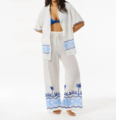 Rip Curl Santorini Border Print Palazzo Pants In Blue