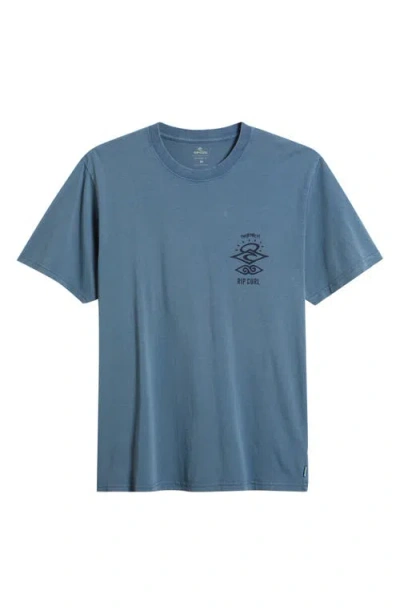 Rip Curl Search Icon Organic Cotton Graphic T-shirt In Blue