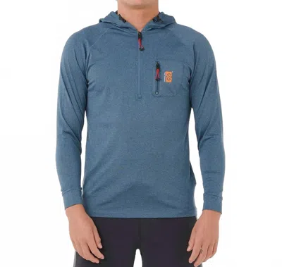 Rip Curl Search Upf50 Hood Rash Guard In Navy Marle In Blue