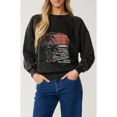 Rip Curl Seeker Raglan Logo Graphic Sweatshirt In Black
