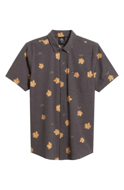 Rip Curl Sessions Aerotech Short Sleeve Performance Button-up Shirt In Black