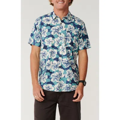 Rip Curl Sessions Short Sleeve Button-up Shirt In Light Navy