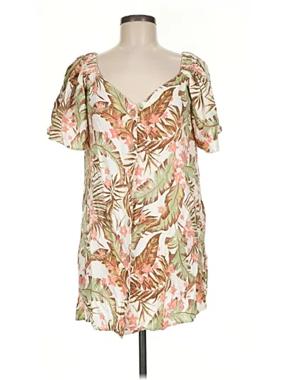 Pre-owned Rip Curl Short Sleeve Blouse In Ivory