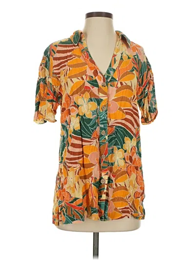 Pre-owned Rip Curl Short Sleeve Blouse In Orange