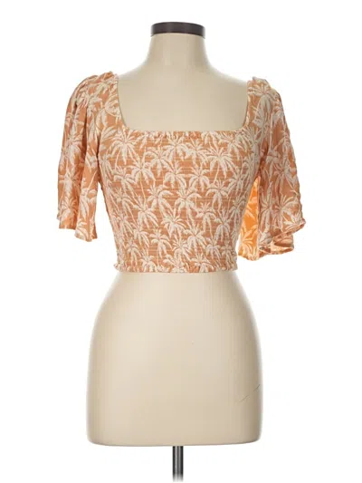 Pre-owned Rip Curl Short Sleeve Blouse In Orange