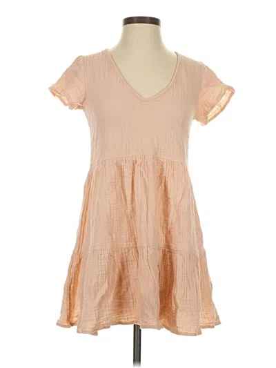 Pre-owned Rip Curl Short Sleeve Top Tan V Neck Tops In Brown