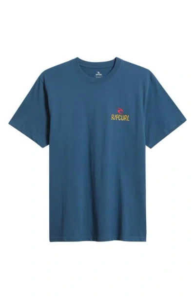 Rip Curl Shred Til Dead Cotton Graphic T-shirt In Blue