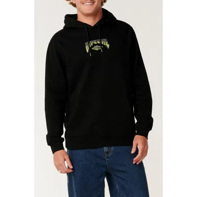 Rip Curl Shredding Fleece Pullover Hoodie In Black