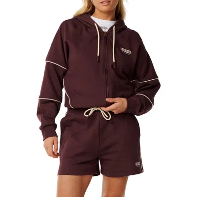 Rip Curl Since 1969 Dropped Shoulder Full Zip Hoodie In Burgundy