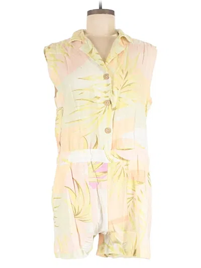 Pre-owned Rip Curl Sleeveless Button Down Shirt In Yellow
