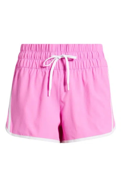 Rip Curl Smocked High Waist Drawstring Shorts In Pink