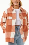 Rip Curl Soleil Check Shacket In Dark Rust