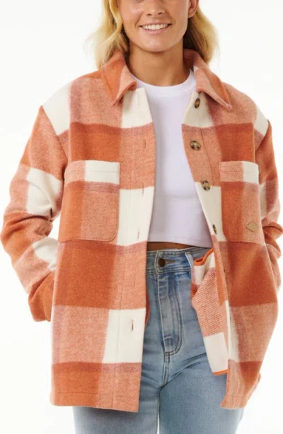 Rip Curl Soleil Check Shacket In Dark Rust